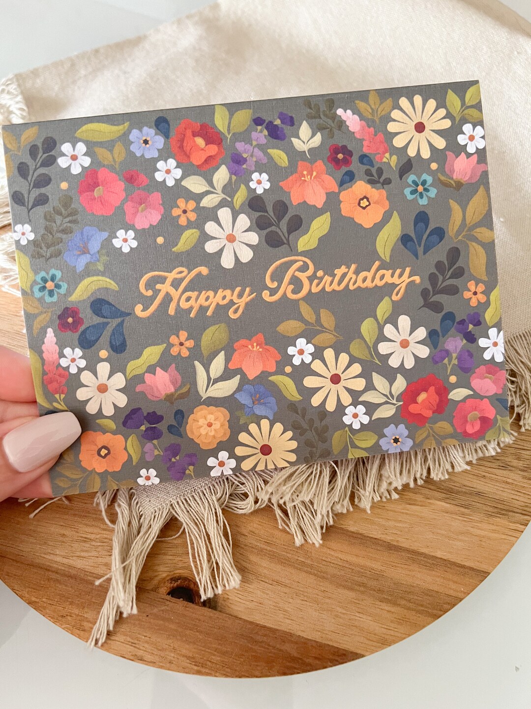 Floral Happy Birthday Card - Etsy