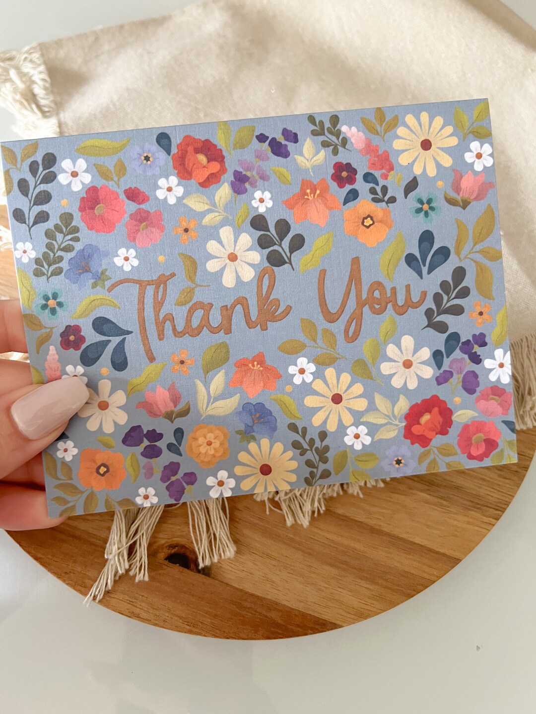 Floral Thank You Card - Etsy