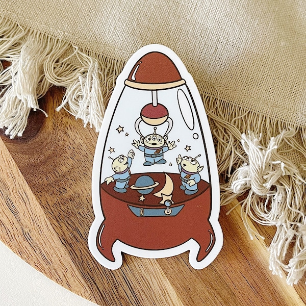 Toy Aliens sticker, white vinyl sticker