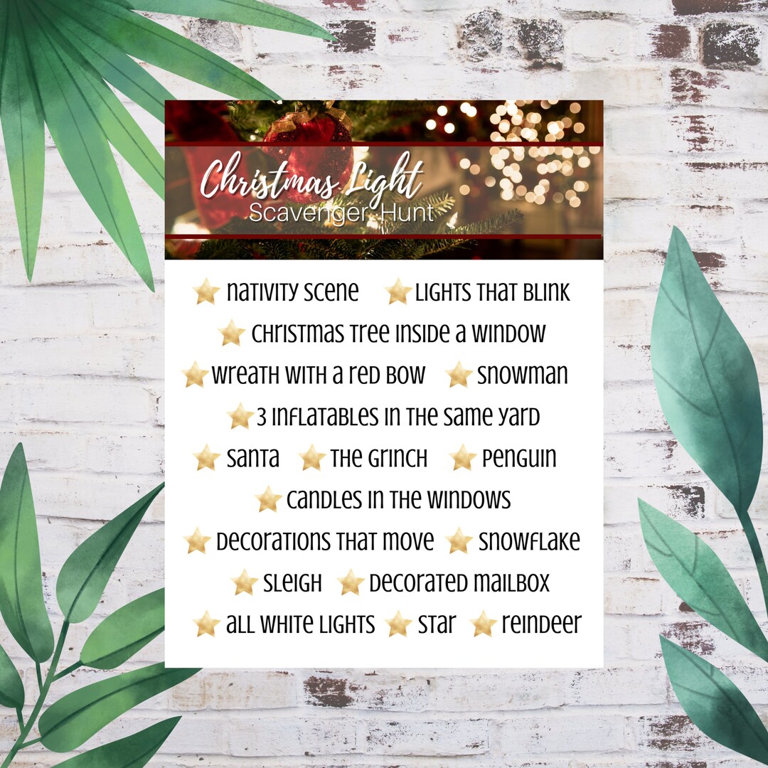 Christmas Light Scavenger Hunt Printable Holiday Activity - Etsy