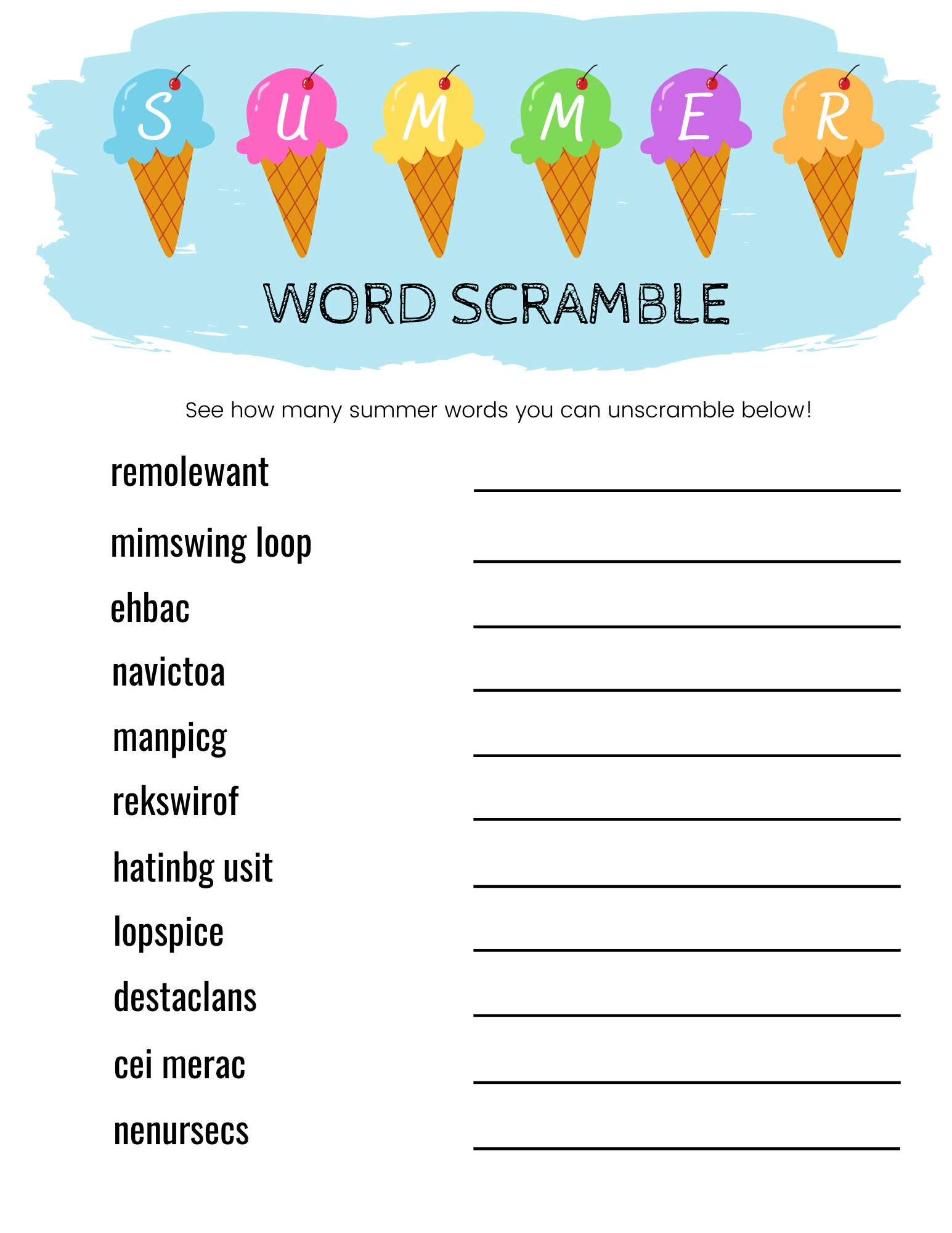 summer-word-scramble-fun-game-for-kids-teens-answer-key-included-instant-download-printable-activity-etsy for Summer Word Scramble Free Printable Summer Word Scramble - Fun Game for Kids & Teens - Answer Key Included - Instant Download - Printable Activity - Etsy for Summer Word Scramble Free Printable