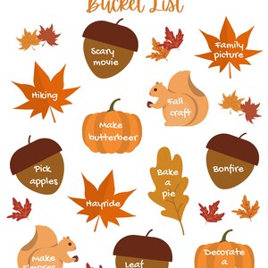 Fall Bucket List Printable BONUS Blank Copy Included Autumn Bucket List ...