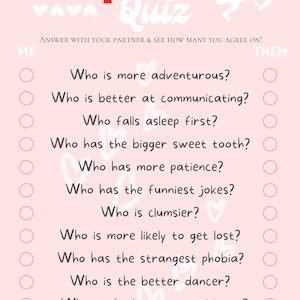 Couple's Quiz Fun Game for Partners Valentine's Day Activity Instant ...