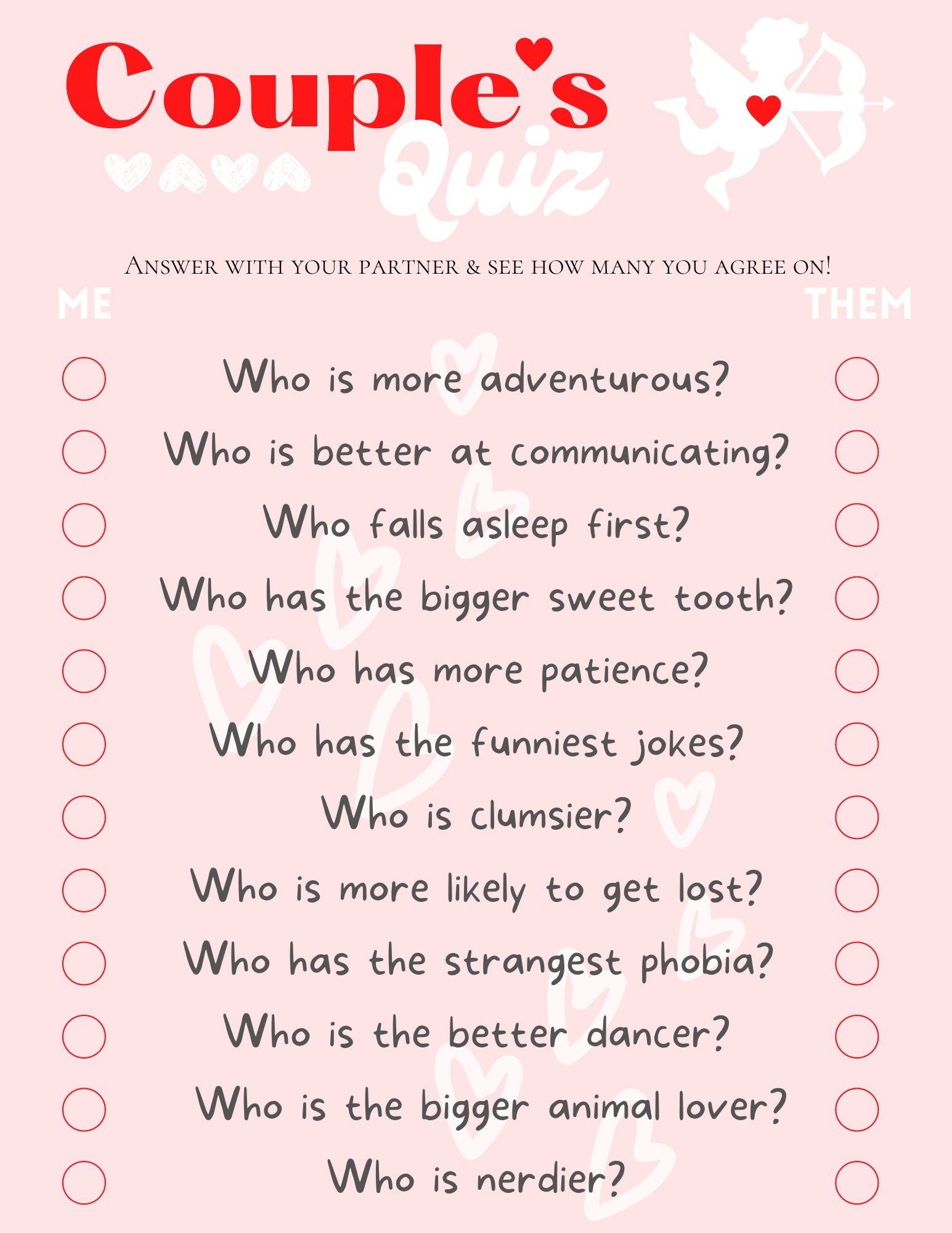 Printable Couples Quizzes