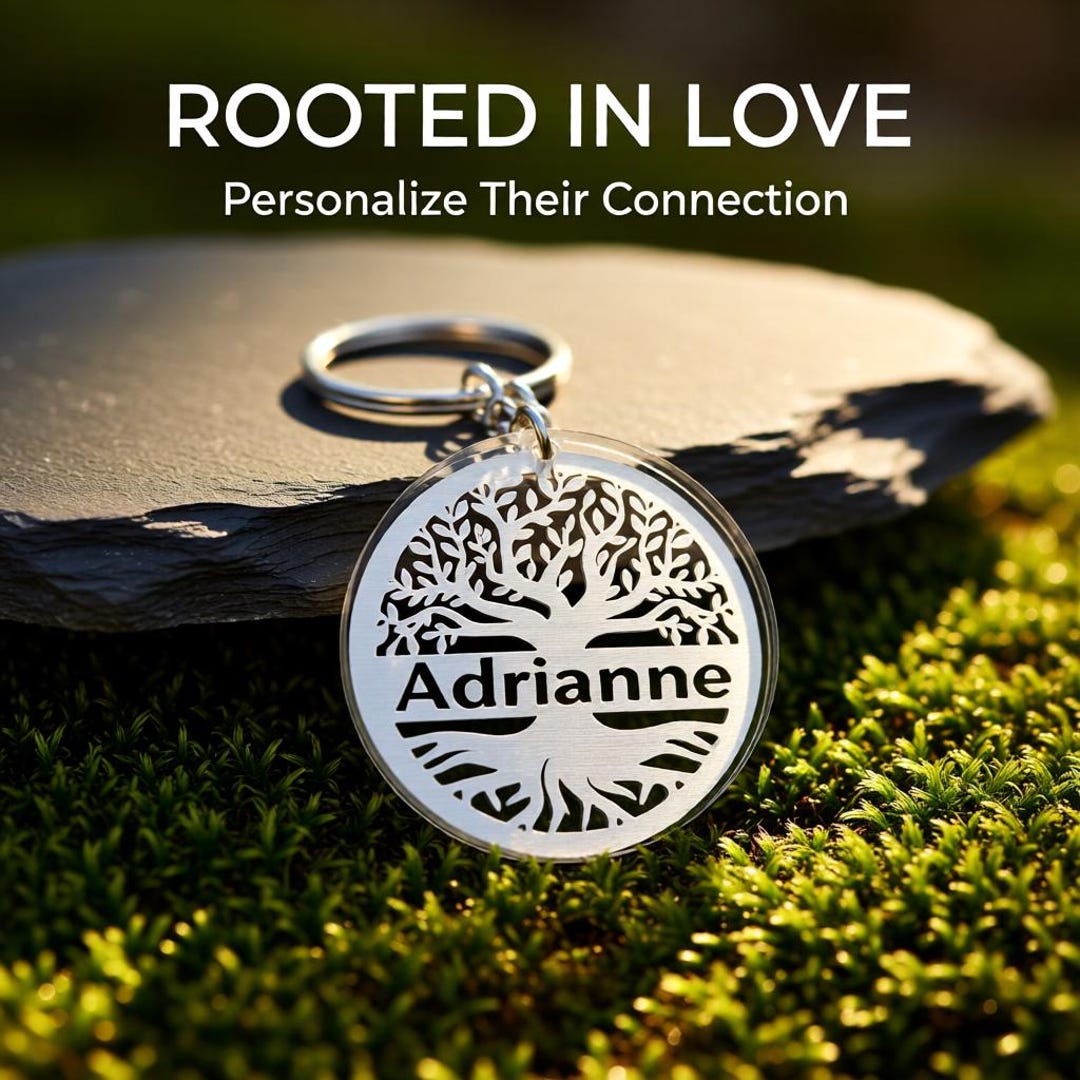 Tree Keyring Personalised Tree of Life Keyring, Custom Acrylic Keychain - Etsy