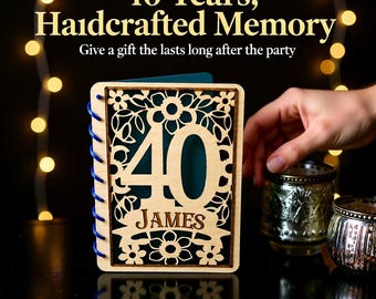 Current Year 1986 Personalised 40th Birthday Birch Wood Card: Handmade Floral Gift, 40th Gift, Milestone Birthday.