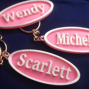 Women&#39;s Personalised Keyring Keychain Pink & White, Birthday Mother&#39;s Day Leaving Gift