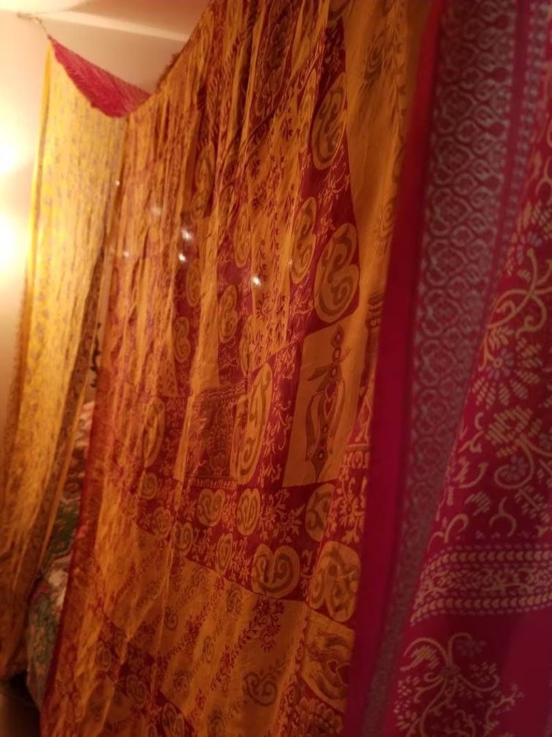 Bed Canopy Curtains Boho Curtains Bohemian Blue Decor India Etsy