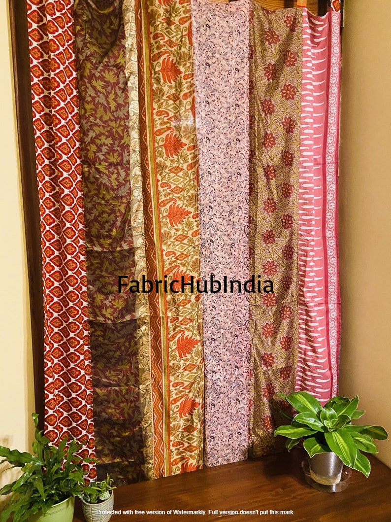 Indian Bohemian Curtain Saree Silk Curtain Sari Boho Curtain Etsy UK