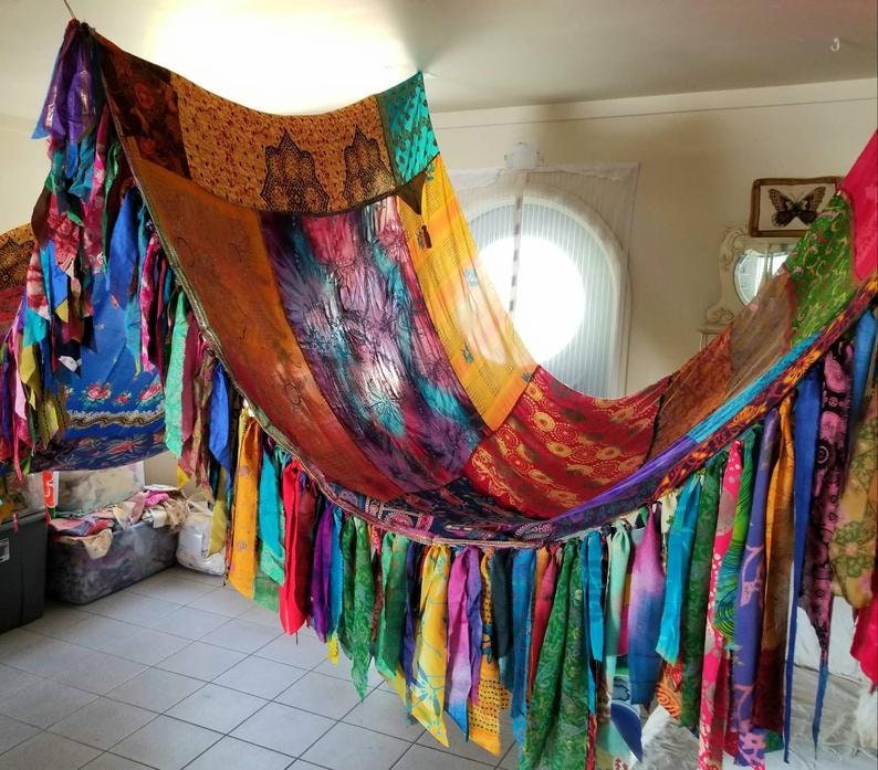 Bed Canopy Silk Bohemian Hippy Scarves Gypsy Hippie Canopies Etsy