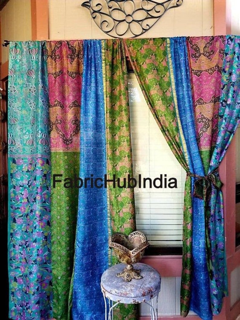 2 Stk. indische Vorhang Saree Seide Vorhang Sari Boho Vorhang | Etsy