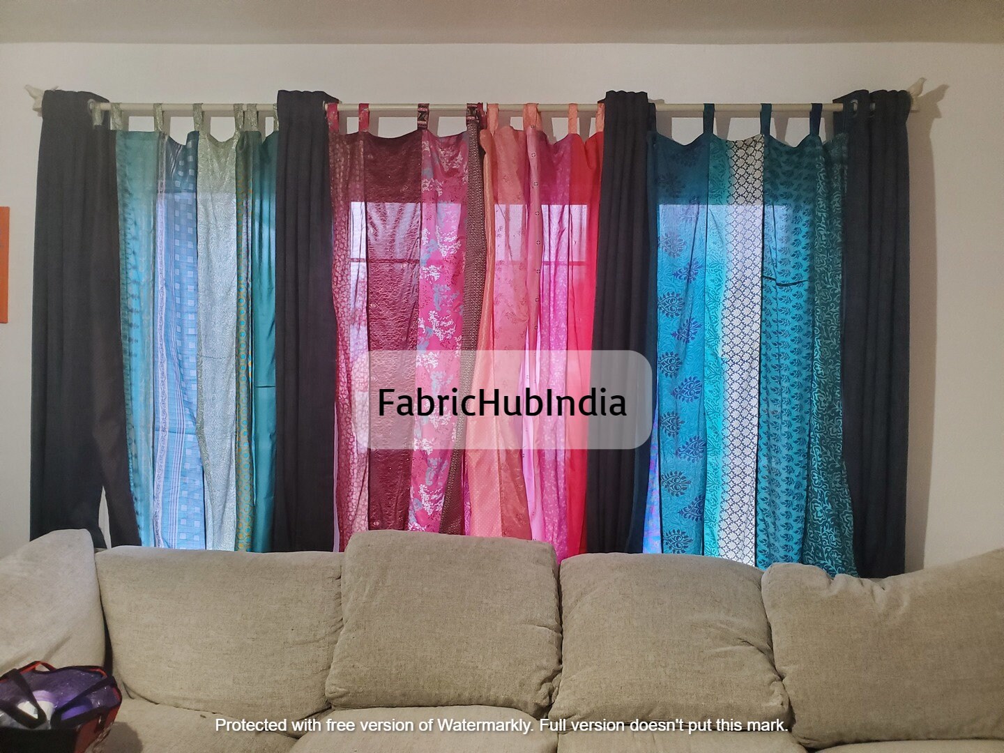 Indian Bohemian Curtain Saree Silk Curtain Sari Boho Curtain Etsy