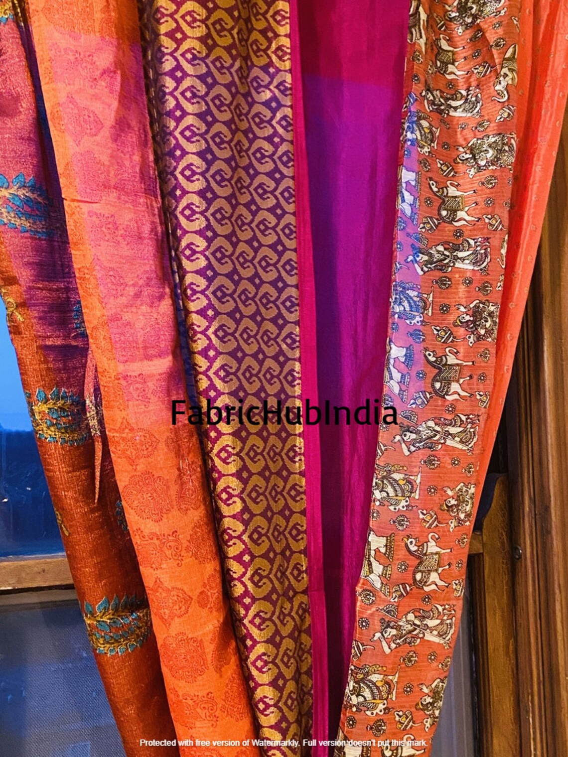 Indian Bohemian Curtain Saree Silk Curtain Sari Boho Curtain Etsy