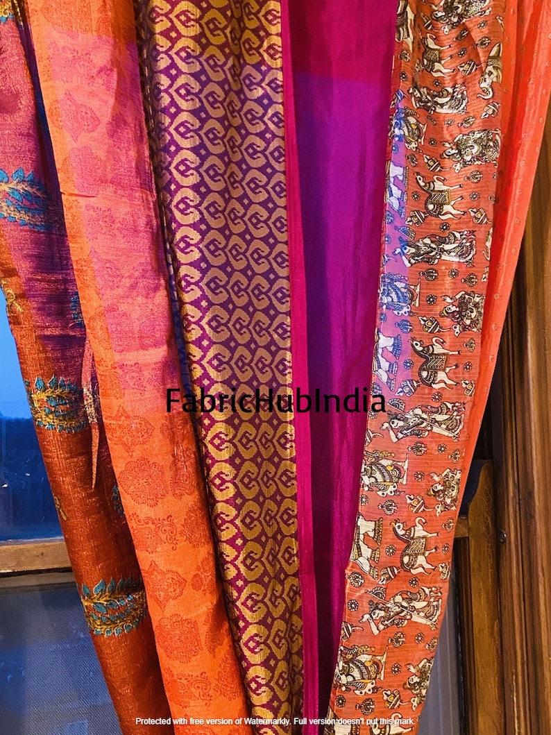 Indian Bohemian Curtain Saree Silk Curtain Sari Boho Curtain Etsy UK