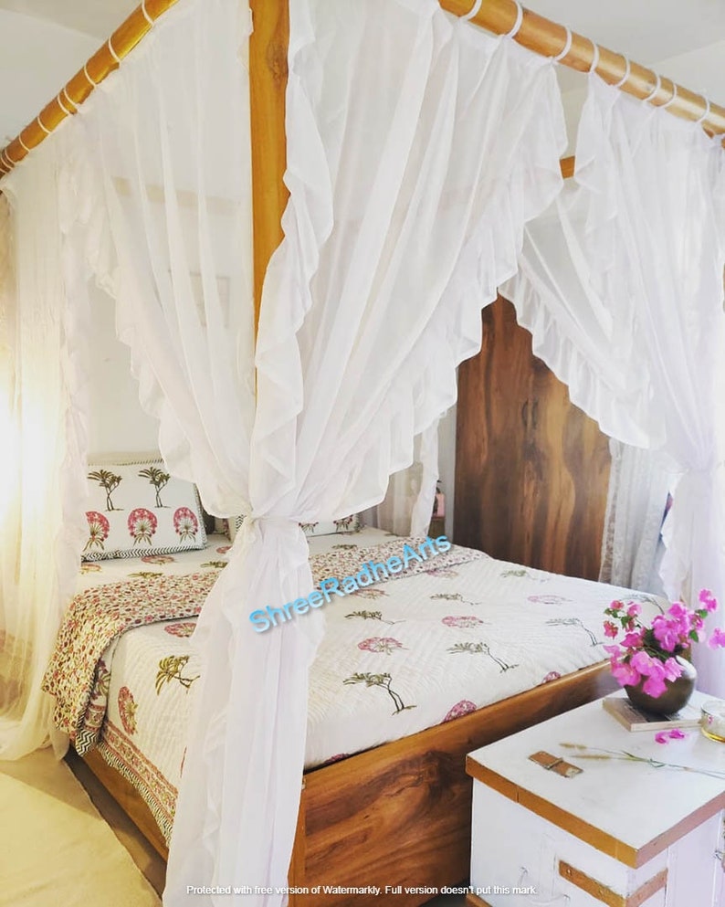 Poster Bed Curtains With Ruffles Etsy