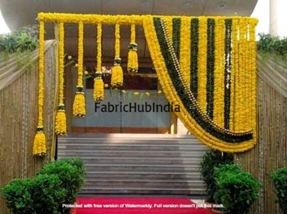 wonderflowers Artificial Big Size Yellow Marigold Garland 1.70 meter for Make A Wish wonderflowers Artificial Big Size Yellow Marigold Garland 1.70 meter for Make A Wish