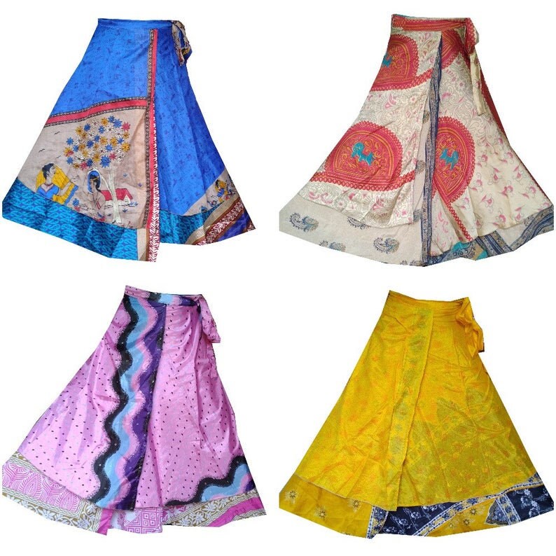 Wholesale lot Indian Bohemian Vintage Silk Long Skirt Women | Etsy