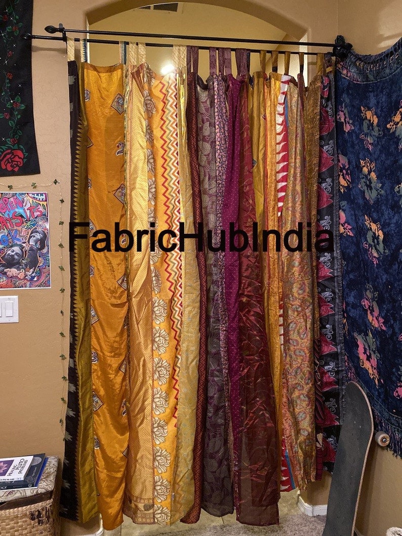 2 Pcs of Indian Curtain Saree Silk Curtain Sari Boho Curtain Etsy UK