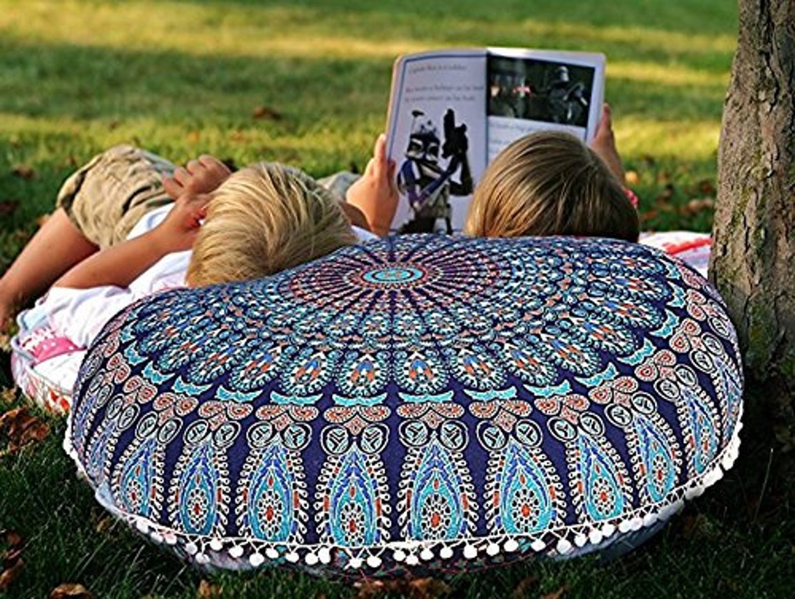Meditation cushion Floor pouf ottoman Indian Mandala Floor Etsy