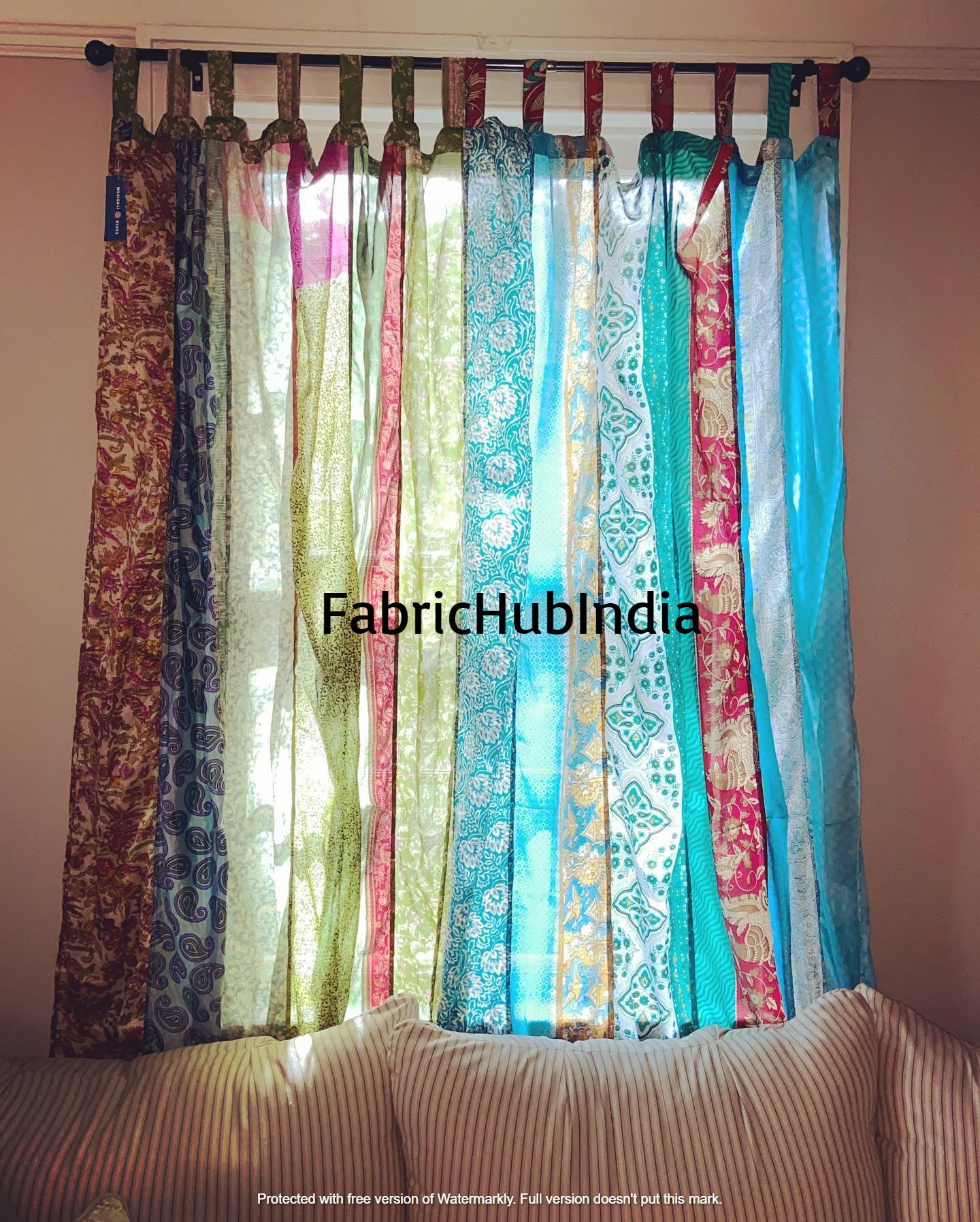 2 Pcs Of Indian Curtain Saree Silk Curtain Sari Boho Curtain Etsy