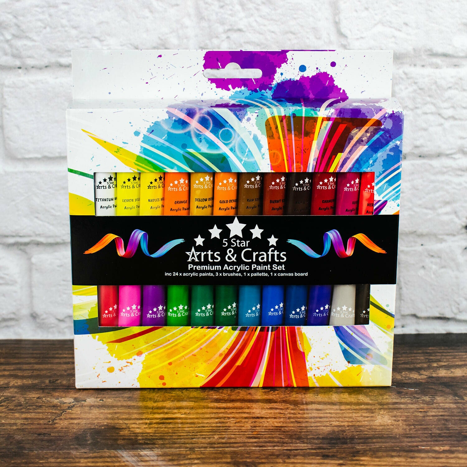 24 Acrylic Paint Set Tube 12ml Inc Brushes Palette Canvas Etsy UK