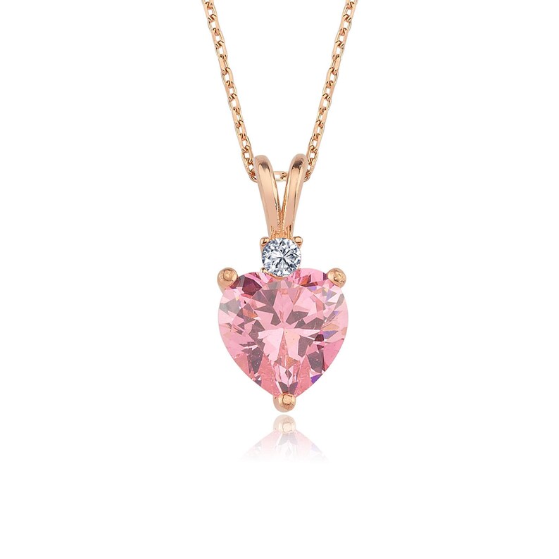 Pink Heart Necklace for Women Teen Girl Gift Crystal Etsy