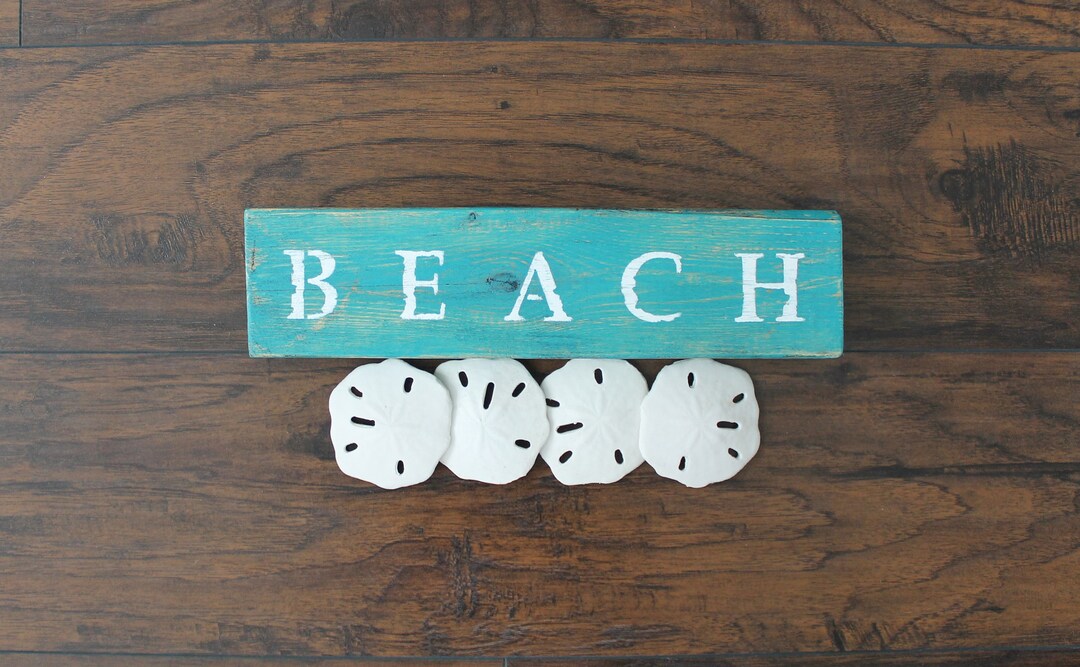 BEACH Desk Wood Block Sign Beach Décor Desk Signs Beach Etsy