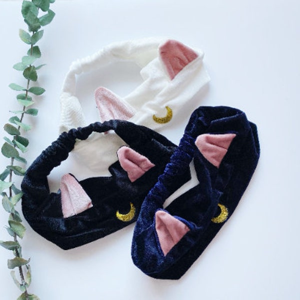 Cute Cat Ears Hairband Perfect for Applying Makeup or Washing your Face, White Hairband, Black Hairband, Yoga Headband