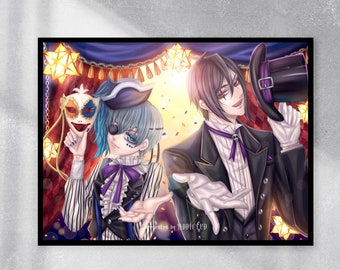 Kuroshitsuji Black Butler anime artwork poster-Sebastian Michaelis Ciel Phantomhive Circus ver
