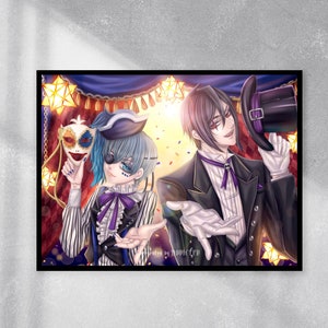 Kuroshitsuji Black Butler anime artwork poster-Sebastian Michaelis Ciel Phantomhive Circus ver