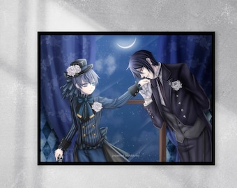 Kuroshitsuji Black Butler anime artwork poster-Sebastian Michaelis Ciel Phantomhive NEW MOON DROP ver