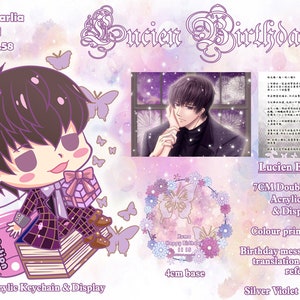 Mr Love: Queen's Choice / EVOL x LOVE doppia dimensione stampata Portachiavi acrilica con carta messaggio- Lucien Set speciale compleanno