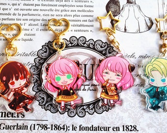 Spy Family fanart Llavero acrílico transparente con tarjeta pequeña impresa en color