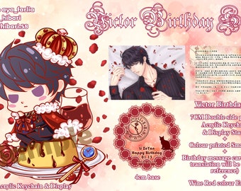 Mr Love: Queen's Choice / EVOL x LOVE doble tamaño impreso Soporte de llavero acrílico con tarjeta de mensaje- Victor Special Birthday set
