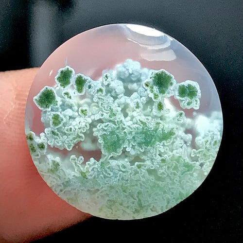 Moss Agate Cabochon, Indonesian Jasper, Scenic Gemstone (19x32x6