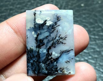 Dendritisk agat cabochon, handgjort smyckeshänge (31x19x5 mm)