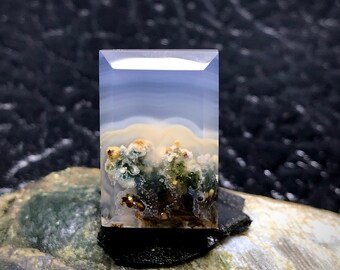 Scenic Moss Agate Emerald Cut 14x21x5 mm, Stone For Necklace, Stone For Jewelry,  Gift For Her, Gift For Him