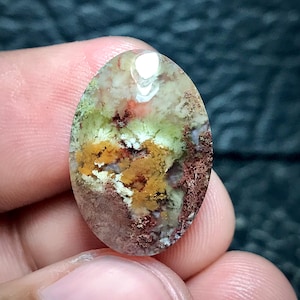 Scenic Moss Agate Cabochon: Natural Gemstone Pendant (22x15x5 mm)