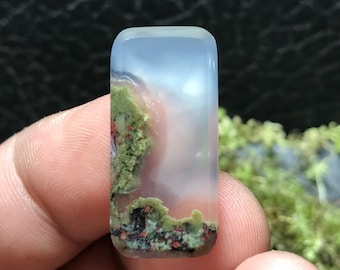 Scenic Moss Agate Cabochon 13x27x4 mm, Birthday Gifts, Birthstone Jewelry, Gifts For Her, Gifts For Him, Personalized Gifts, Pendant Moss