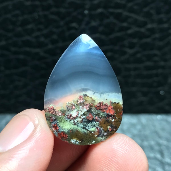 Scenic Moss Agate Cabochon 20x28x3,5 mm, Anniversary Gifts, Ornaments Christmas, Birthday Gift, Personalized Gift