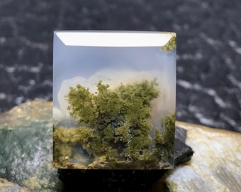 Scenic Moss Agate Cabochon 16x18x5 mm, Gemstone Necklace, Wedding Gifts, Birthday Gifts, Personalized Gifts, Elden Ring