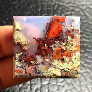 Kaboszon z malowniczego agatu mszystego, Jawa, Indonezja (37x34x5 mm)