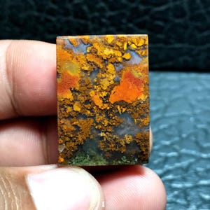 Kaboszon z malowniczego agatu mszystego, kamień szlachetny z wyspy Jawa (20x28x5 mm)