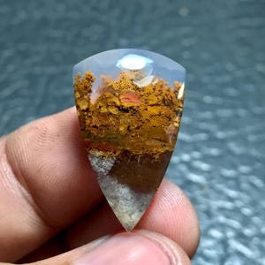 Scenic Moss Agate Cabochon 27x17x6 mm