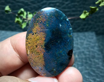 Chrysocolla Native Copper Cabochon, Agate Jewelry (38x27x5 mm)