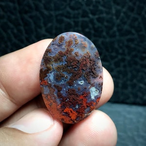Scenic Moss Agate Cabochon 28x41x5,5 mm, 47.5 CT, Rare Moss Agate, Rare Stone