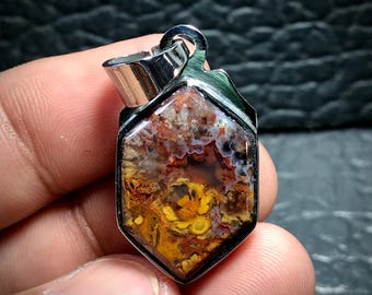 Multicolor Plume Agate Pendant 32x18x6 mm, Gift For Her, Pendant, Gemstone, Christmas Gifts, Birthday Gifts, Personalized Gifts,Handmade