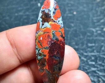 Multicolor Mossy Jasper Agate With Plume Cabochon 42x14x6 Mm - Etsy