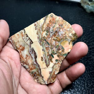 Picaso Jasper Slab 66x66x9 mm – Unpolished Natural Stone from Indonesia, Raw Jasper Slice for Lapidary, Cabochon, Collector Stone