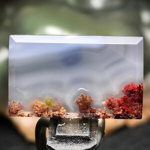 Scenic Moss Agate Cabochon: Java Island Gemstone (24x15x4 mm)